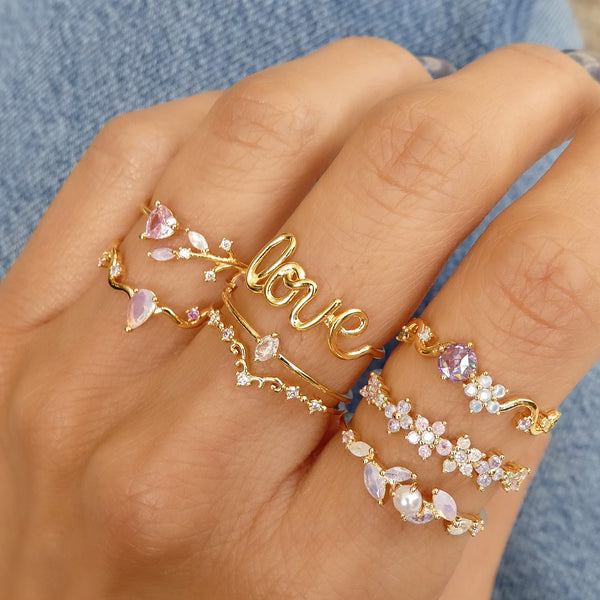 Rose Gold Crystal Moon Ring – Love Stylize