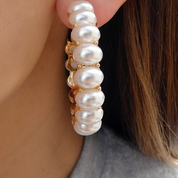 Lux Betty Pearl Hoop Earrings