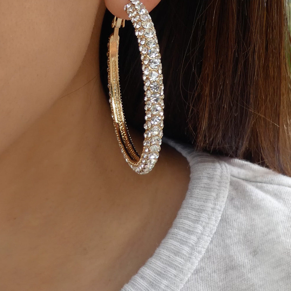 2018 Crystal Hoop Earrings Hoop Earrings For Women 97mm Diameter, Rhinestone  Statement Brincos Jewelry From Pedmg, $35.35 | DHgate.Com