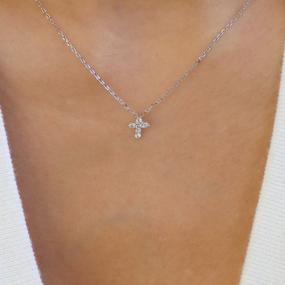 Mini silver 2024 cross necklace