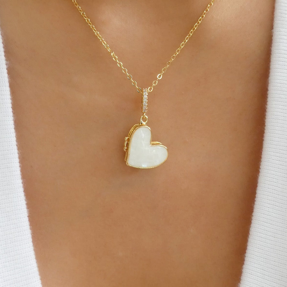 White Kellie Heart Necklace