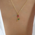 Mini Crystal Rose Necklace (Red)