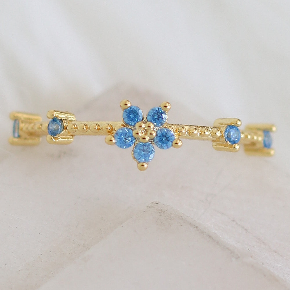 Mini Flower Ring (Light Blue)