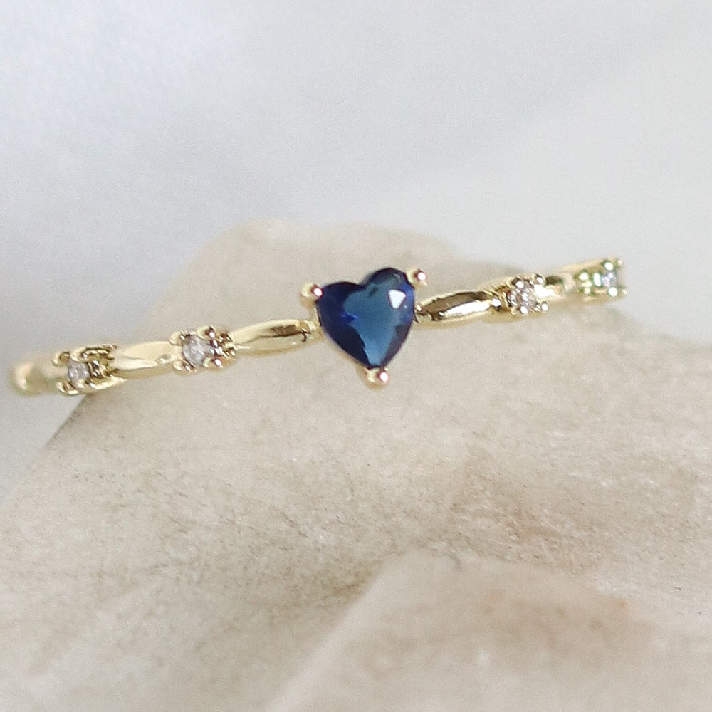 Mini Dark Blue Heart Ring