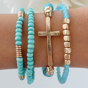 Turquoise Cross Beaded Bracelet