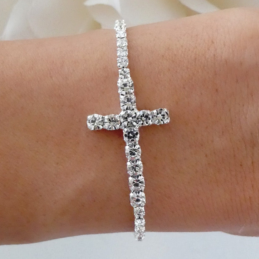 Crystal Esme Cross Bracelet (Silver)