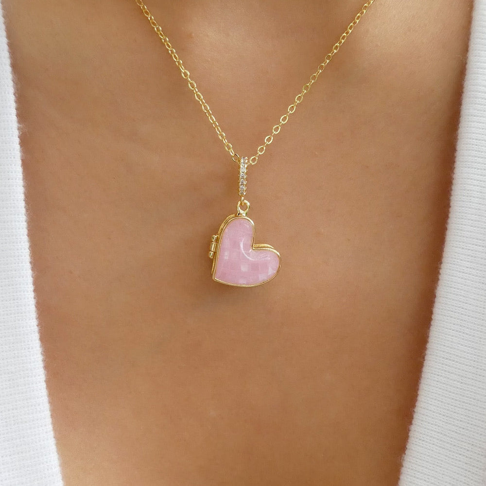 Pink Kellie Heart Necklace