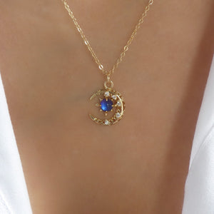 Suzette Moon Necklace (Blue)