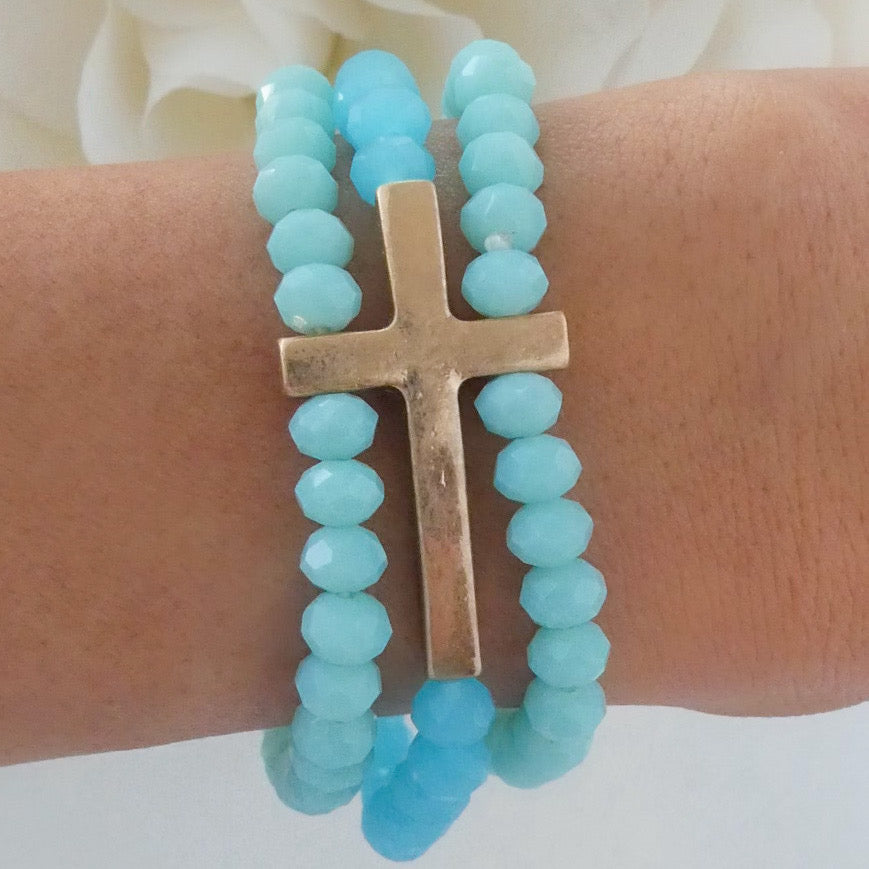 Cross & Bead Bracelet (Turquoise)