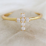 Small Crystal Cross Ring