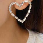 Crystal Karen Heart Earrings (Silver)