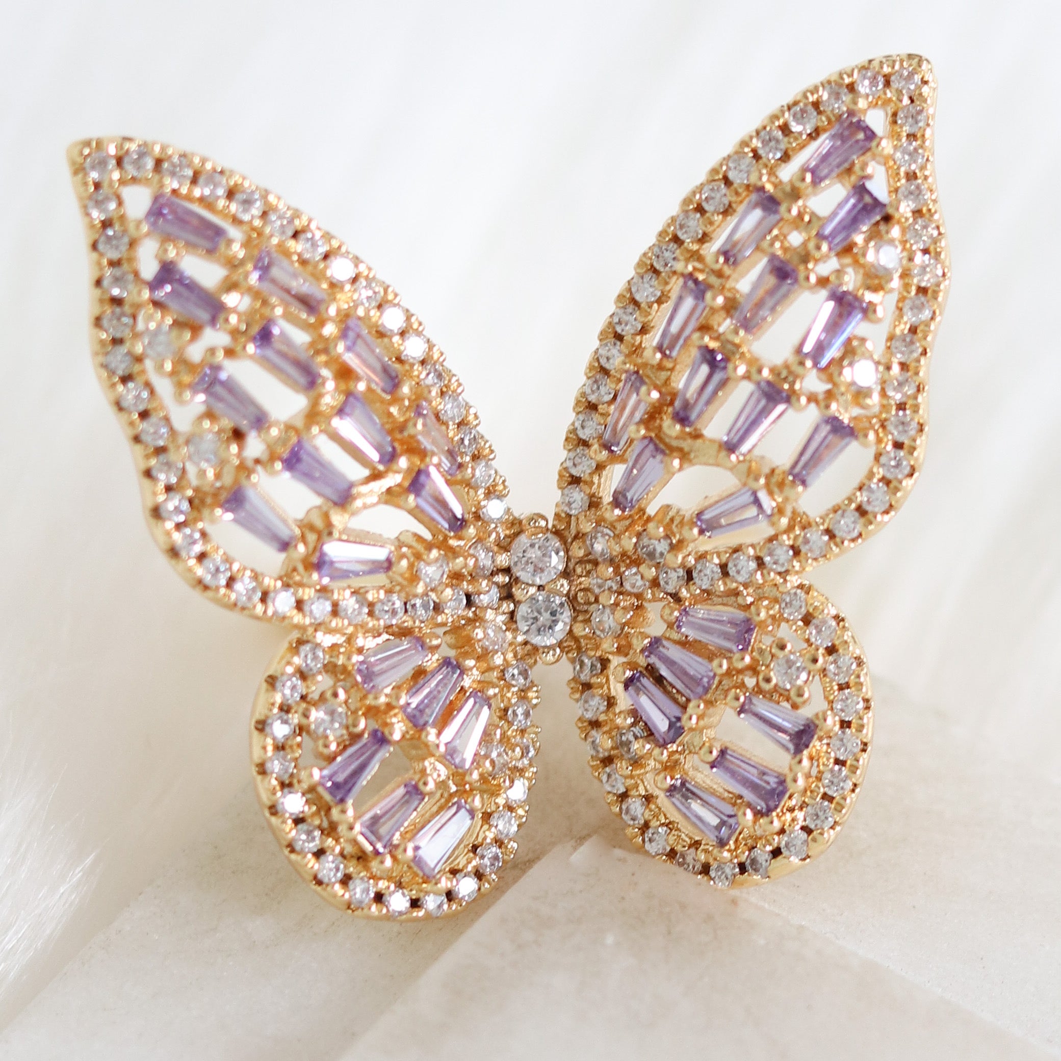 Purple Crystal Butterfly Ring – Love Stylize