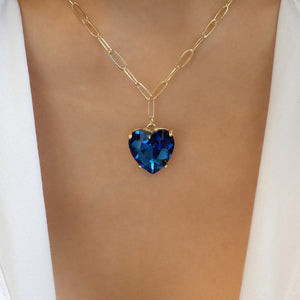 Simple Declan Heart Necklace (Blue)