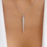 Crystal Tammy Drop Necklace (Silver)