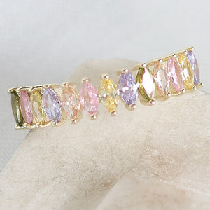 Pastel Crystal Row Ring