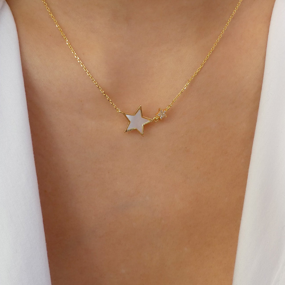 Gold Double Star Chain Necklet