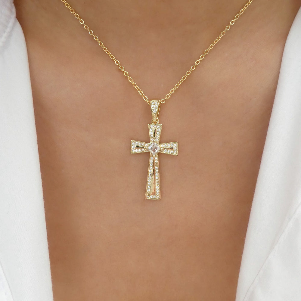 Crystal Kimmie Cross Necklace