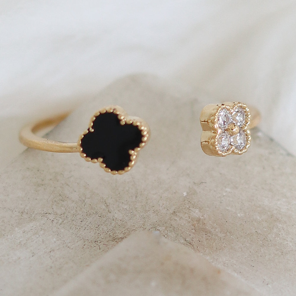 Mini Crystal Steffy Ring (Black)