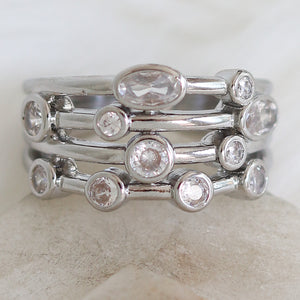 Silver Crystal Mia Ring