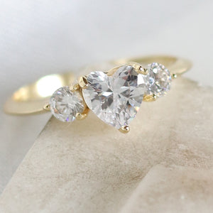 Crystal Triple Heart Ring