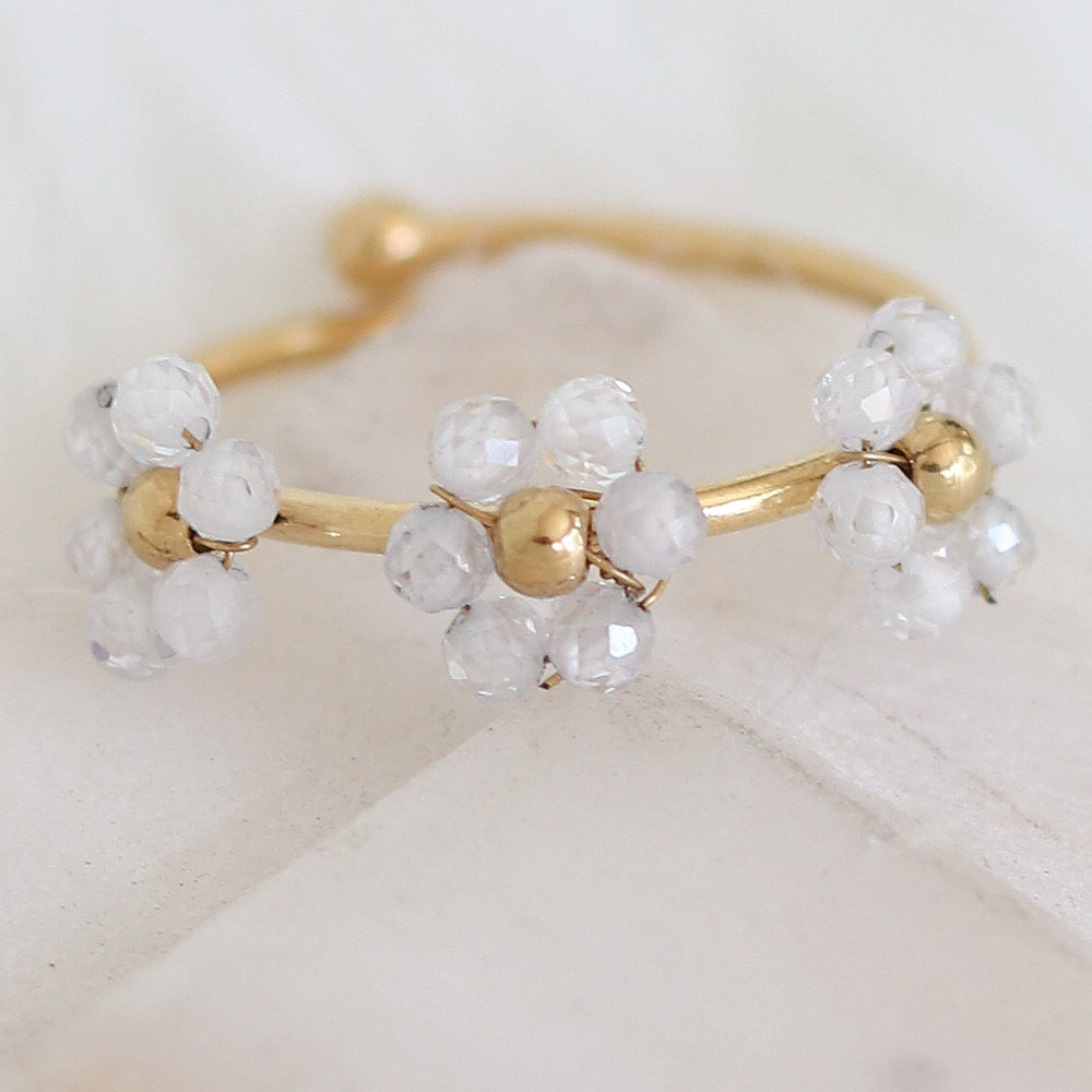 Beaded Flower Row Ring