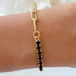 Simple Crystal Link Bracelet (Black)