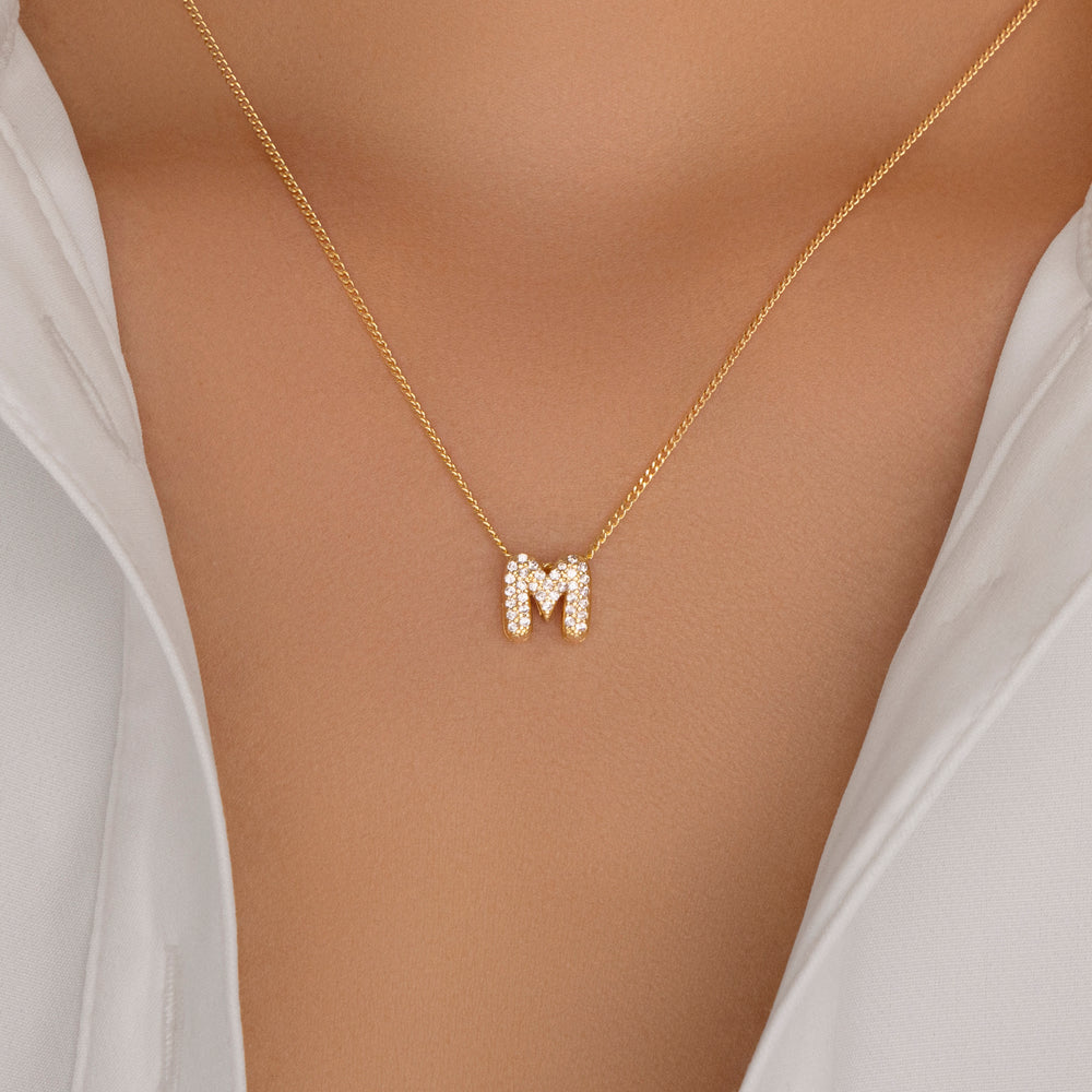 Mini Crystal Letter Necklace (M)