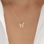 Crystal Adelyn Bow Cross Necklace