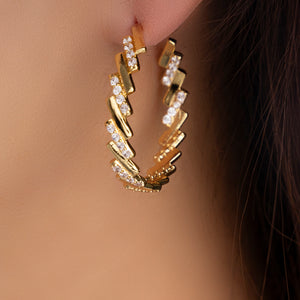 14K Crystal Lily Hoops