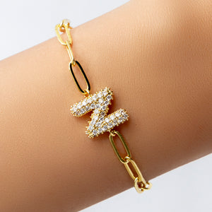 Crystal Bubble Letter Bracelet (N)