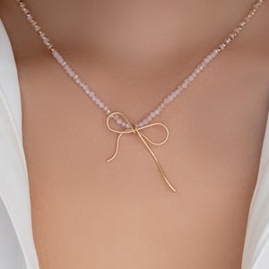 Miley Bow Necklace (Pink)