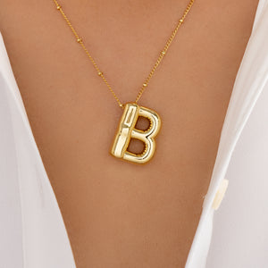 Bubble Letter Pendant Necklace (B)