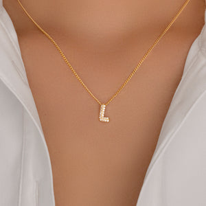 Mini Crystal Letter Necklace (L)