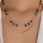 Bead Link Necklace (Blue)