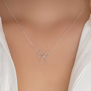 Dainty Bow Necklace (Silver)