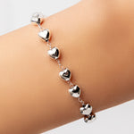 Small Heart Row Bracelet (Silver)