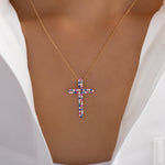 Aileen Rainbow Cross Necklace