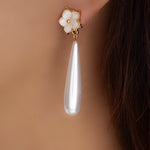 Flower Pearl Drop Earrings