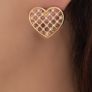 Woven Heart Earring (Pearl)