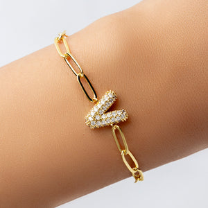 Crystal Bubble Letter Bracelet (V)