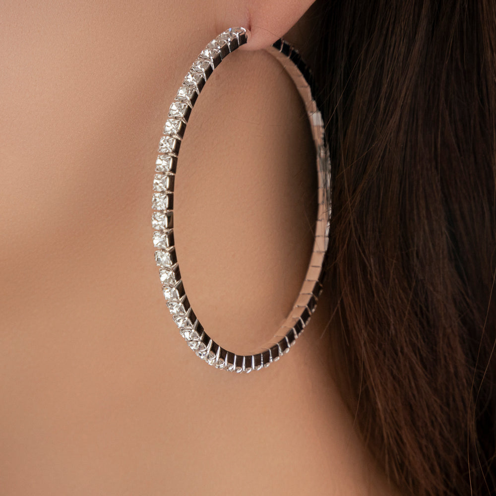 Crystal Madison Hoops (Silver)