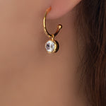 14K Mini Crystal Hoops