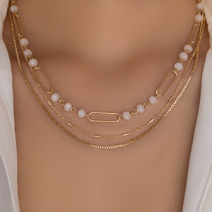 Bead Link Necklace (White)