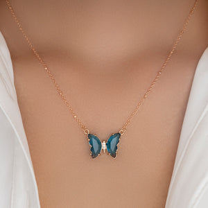 Blaine Butterfly Necklace (Blue)