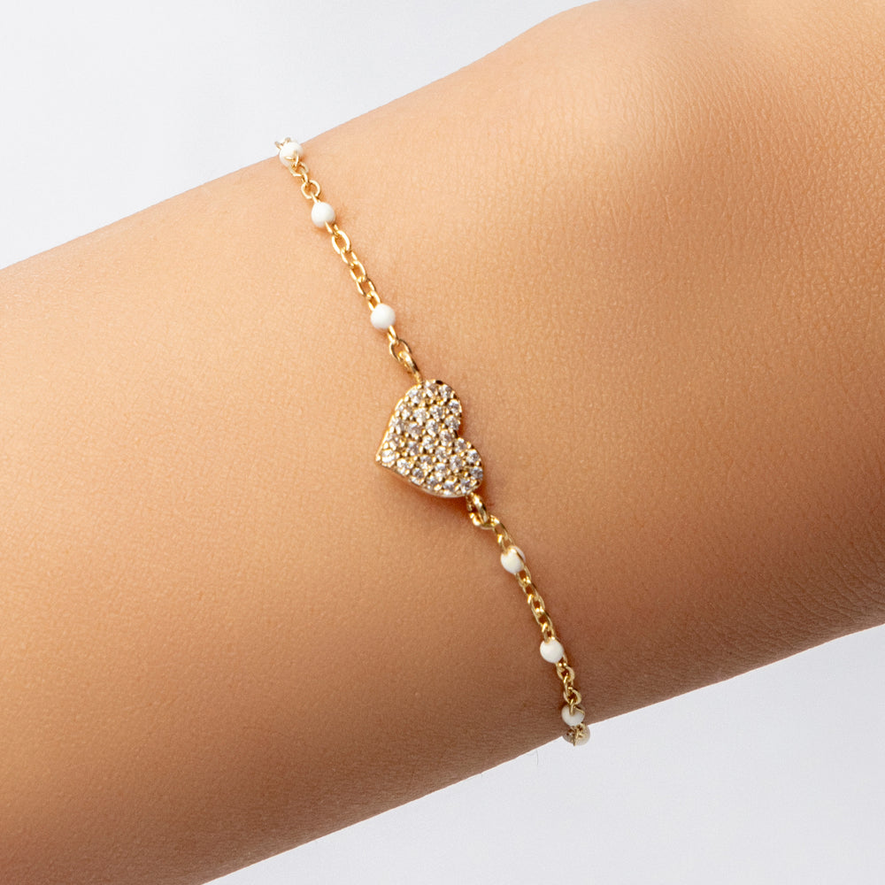 Lorie Heart Bracelet (White)