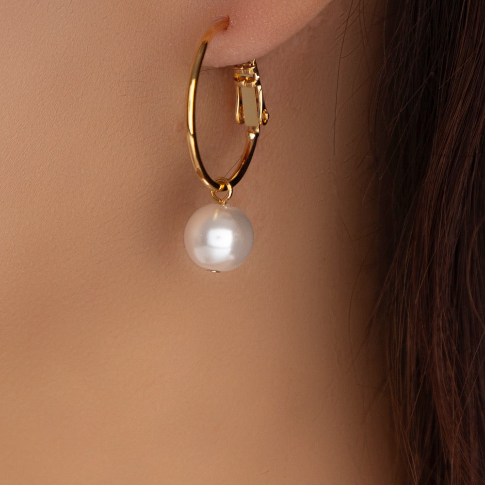 14K Pearl Hoops