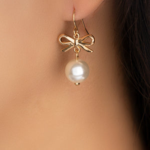 Simple Pearl & Bow Earrings