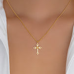 Crystal Rose Cross Necklace