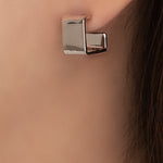 Silver Square Hoops