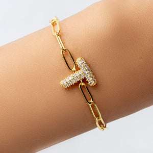 Crystal Bubble Letter Bracelet (T)